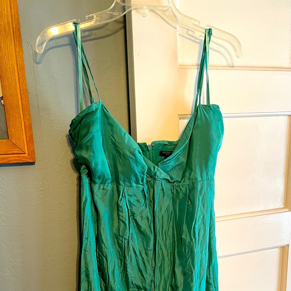 Green silk dress